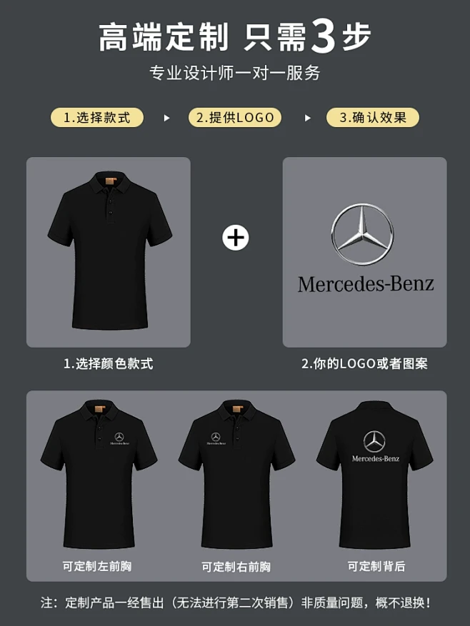 4s店纯棉工作服polo衫定制印logo...