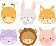 卡通,动物,可爱的,装饰物,儿童房,贺卡,背景分离,野生动物,狮子,小的