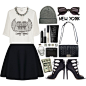 A fashion look from August 2013 featuring white shirt, skater skirt and leather boots. Browse and shop related looks.