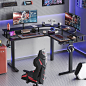 Manija 62.99'' L Shaped Standing Desk Adjustable Computer LED Gaming Desk with Monitor Stand