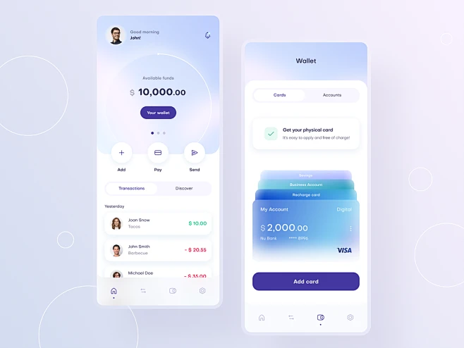 Fintech mobile app concept app cards dashboard design finance fintech ...