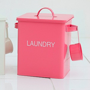  精致亮粉色洗衣粉桶 洗衣粉收纳盒
