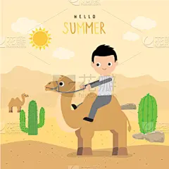 骆驼,夏天,男孩,周末活动,旅途,热,仙人掌,动物,度假,旅行