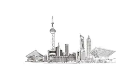 上海线描手绘东方明珠  - 源文件下载【酷图网】上海,线描,手绘,东方明珠,画面,