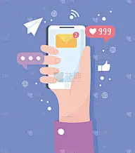 手与智能手机短信和追随者社交网络通信系统和技术