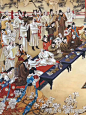 画家张嘉应老师国画《大唐盛世》精品细节人物栩栩如生歌舞升平