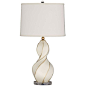 Turning Point Lamp  KH Studio.  Ivory Ceramic - Cream Fabric Shade.  UL Listed