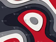 多色剪纸节目背景与现代蓝红白颜色