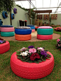 Recycle tires in garden! Less Ordinary Garden #LessOrdinaryGarden #notonthehighstreet: 