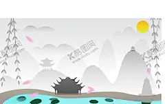 景点插画 【酷图网】景点,插画,海报,宣传,背景,旅游,手绘,矢量图,秋意,日出,远景
