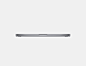 一台闭合的深空灰色 MacBook Pro 的正面视图，展示机身纤薄设计。 