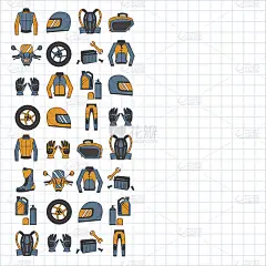 矢量集的线性摩托车图标