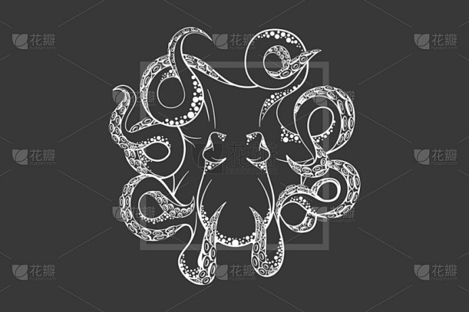 Octopus mall för logotyp, etikett och emblem