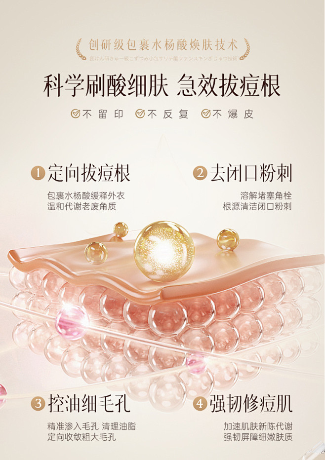 水杨酸祛痘精华原液痘印痘坑修复淡化痘疤去...