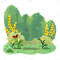 手绘风-植物贴纸-草地