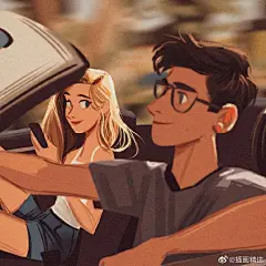 插画师Bethany Stancliffe的插画作品作品以生活与爱情为主题，颗粒质感的笔刷结合画面的光影，给人一种美好温暖的感觉。