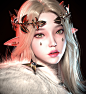 General 1920x2100 Jaesoub Lee CGI women elves blonde crown glamour pointy ears portrait looking at viewer