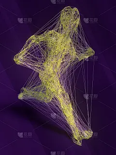 摘要钢丝人在现代风格的紫罗兰色背景上画出一种几何图案。3 d渲染图