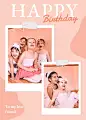 Simple Literary Style Pink Color Block Element Birthday Greeting card