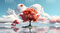 天空之镜  - 源文件下载【酷图网】插画,插图,壁纸,头像,背景,彩绘,色彩,画报,景物,虚拟,梦幻,美景,风景,风光,绝美,创意,漫画,CG,水彩,丙烯,油画,高清,仿真,空镜,大树,树,镜子,镜面,红树,云,蓝天,湖,湖面,水面
