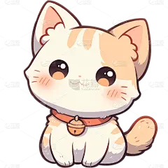 动物系列-通用-描边简约动漫小猫贴纸
