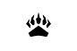 This may contain: an animal's paw is shown in black on a white background, with the claws extended