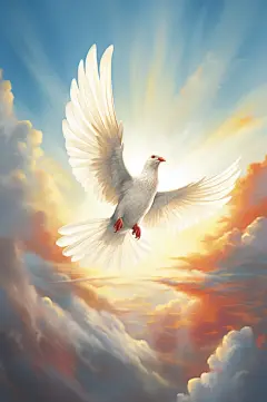 AI数字艺术展翅飞翔的和平鸽插画