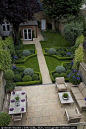 Backyard Havens * Paver patio with dining and seating areas are adjoined by a formal garden. #Patio