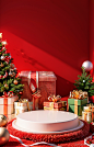 画面描述
圣诞主题，桌面近景，桌面上有小圣诞树和礼盒丝带，背景是红色布料，灯光靓丽。,
负面描述
此作品无负面描述信息