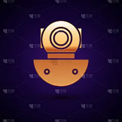 gold aqualung icon isolated on dark blue
