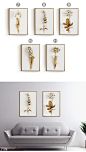 植物花卉装饰画简约有框画北欧挂画壁画三联现代客厅沙发背景墙画-淘宝网
