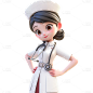 人物系列3D皮克斯护士女贴纸