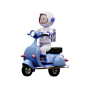Astronaut Riding A Scooter  3D Illustration