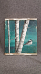 White Birch Painting Reclaimed wood wall by TheWhiteBirchStudio: 