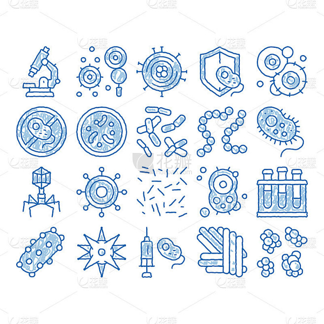 病原体图标手绘插图
