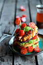 (via Avocado and Gouda BLT Corn Fritter Stacks with Chipotle Bourbon Dressing - Half Baked Harvest) #赏味期限# #吃货# #料理# #晚餐# #饼干#