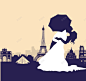 巴黎铁塔浪漫夫妻婚礼背景矢量图 邀请函 背景 设计图片 免费下载 页面网页 平面电商 创意素材