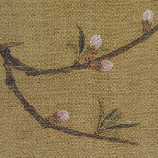 宋徽宗《桃鸠图》册页，绢本设色，28.5...