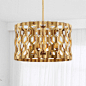 Coronade Pandora Gold Leaf Pendant Light with Drum Shade