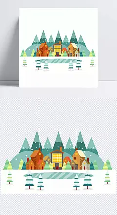 冬天插画|冬景,雪景,雪地,大雪插画,矢量素材,圣诞节,节日元素