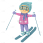 手绘-小学生课外运动贴纸-滑雪