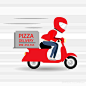 红色披萨外卖员骑手插画