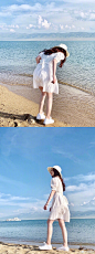 组图：好仙一女的！鞠婧祎穿白裙漫步海边眉目如画 : 鞠婧祎在微博晒出一组美照，配文：“我的暑假”。照片中她穿着白色连衣裙戴着遮阳草帽，漫步海边仙气飘飘，妆容精致眉目如画。