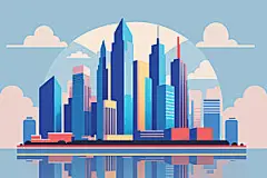 城市扁平风地标插画