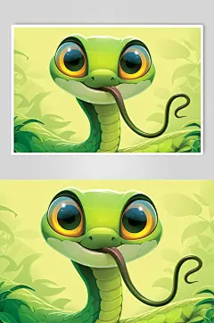 AI数字艺术蛇年可爱小青蛇插画