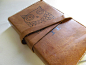 Leather journal or sketchbook featuring owl with free personalization