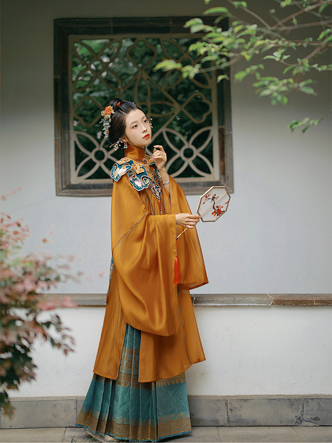 七月夕 柚夏满满 明制立领长衫织金马面裙华丽云肩汉服女-淘宝网