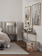 For this dream master bedroom decor idea, we used minimal lines for a modern style, warm neutral colours for a cosy & relaxing feel, brass & gold metallics for a touch of luxury. GET THE LOOK: LUNAR CONSOLE & BEDSIDE TABLE made of brushed bras