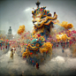 舞狮，中国风，氛围感，节日