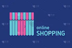 遮阳篷,在家购物,橱窗展示,图标,概念,商务,图像,矢量,零售,布置